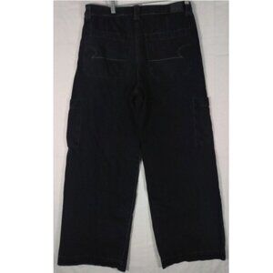 American Eagle Super High Rise Baggy Wide Leg Jeans Women's 12 Cargo Black Denim